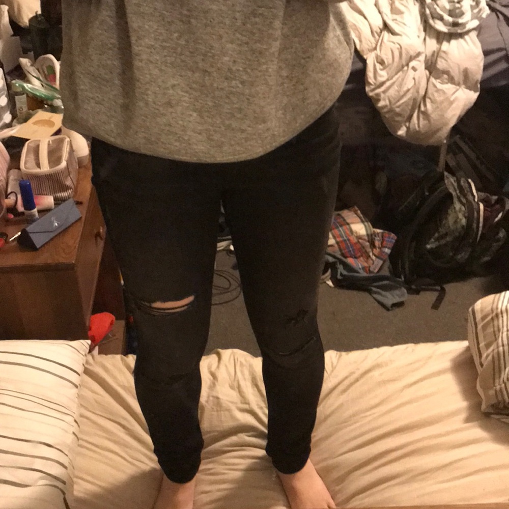 High-Waisted Hollister Distressed Black Jeans